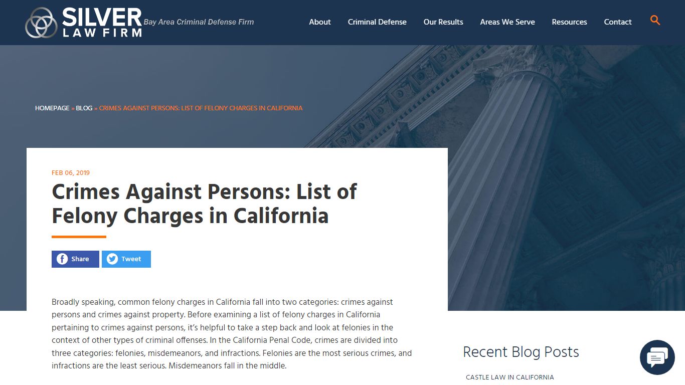 Crimes Against Persons: List of Felony Charges in California